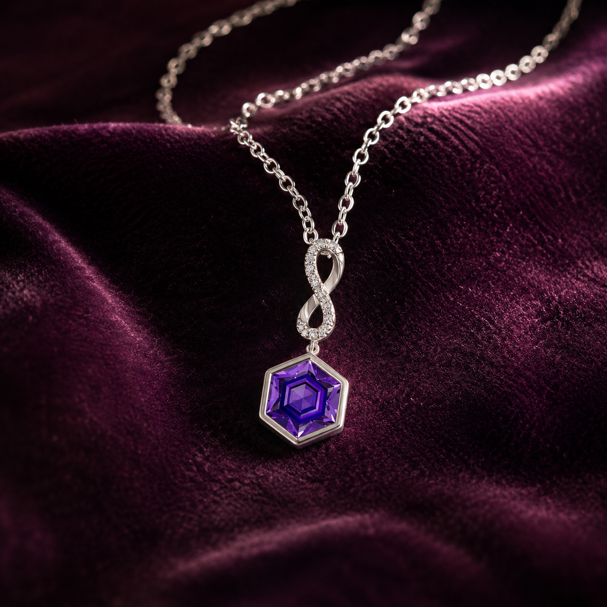 Gem Pop Infinity Hexagon Drop Pendant