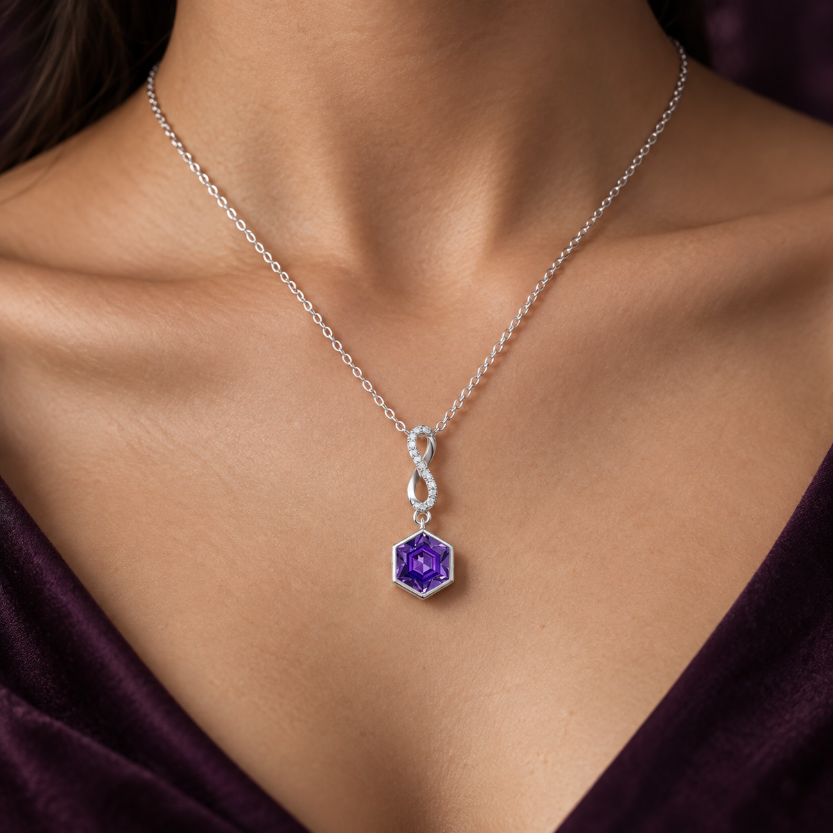 Gem Pop Infinity Hexagon Drop Pendant