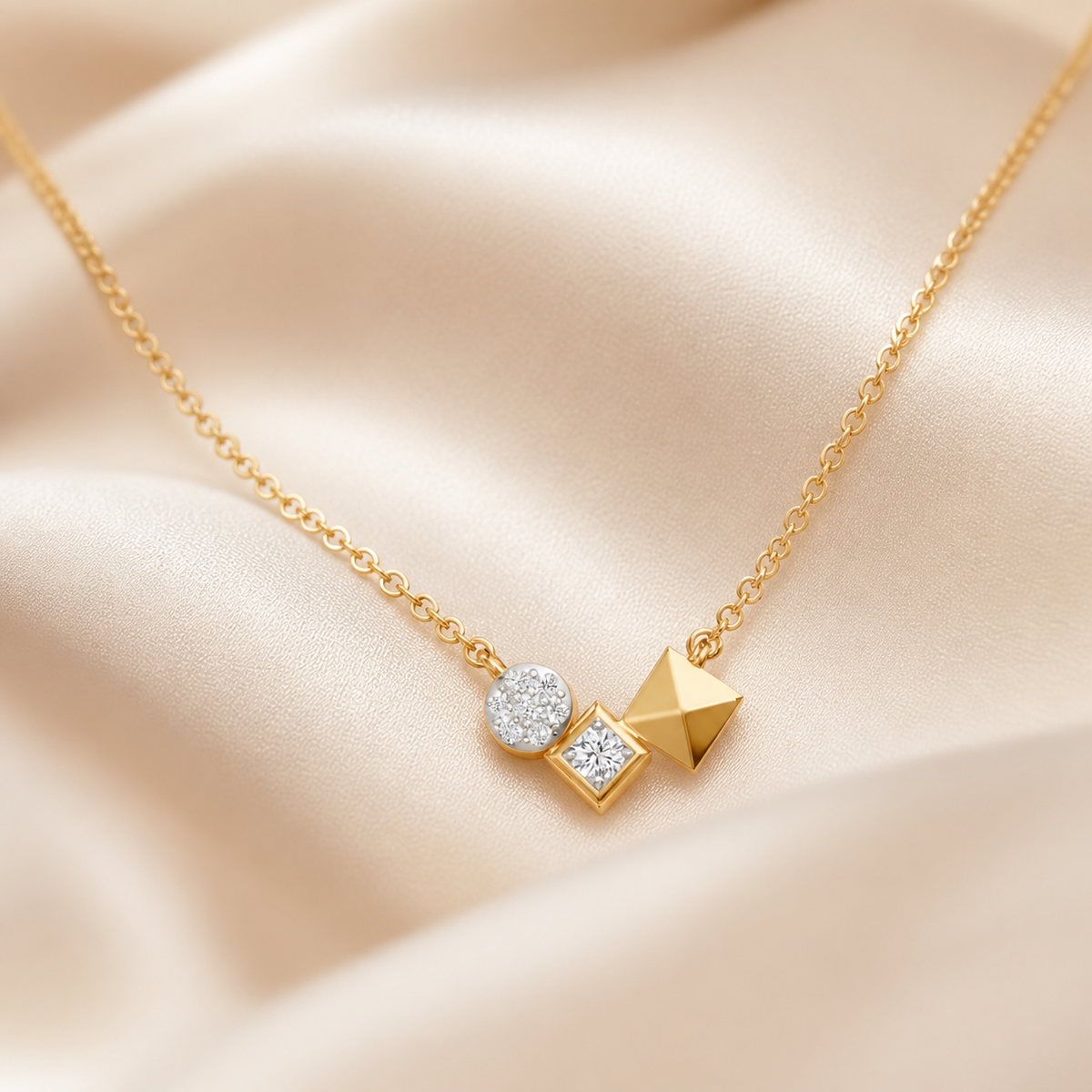 Gem Pop Golden Geometric Harmony Pendant
