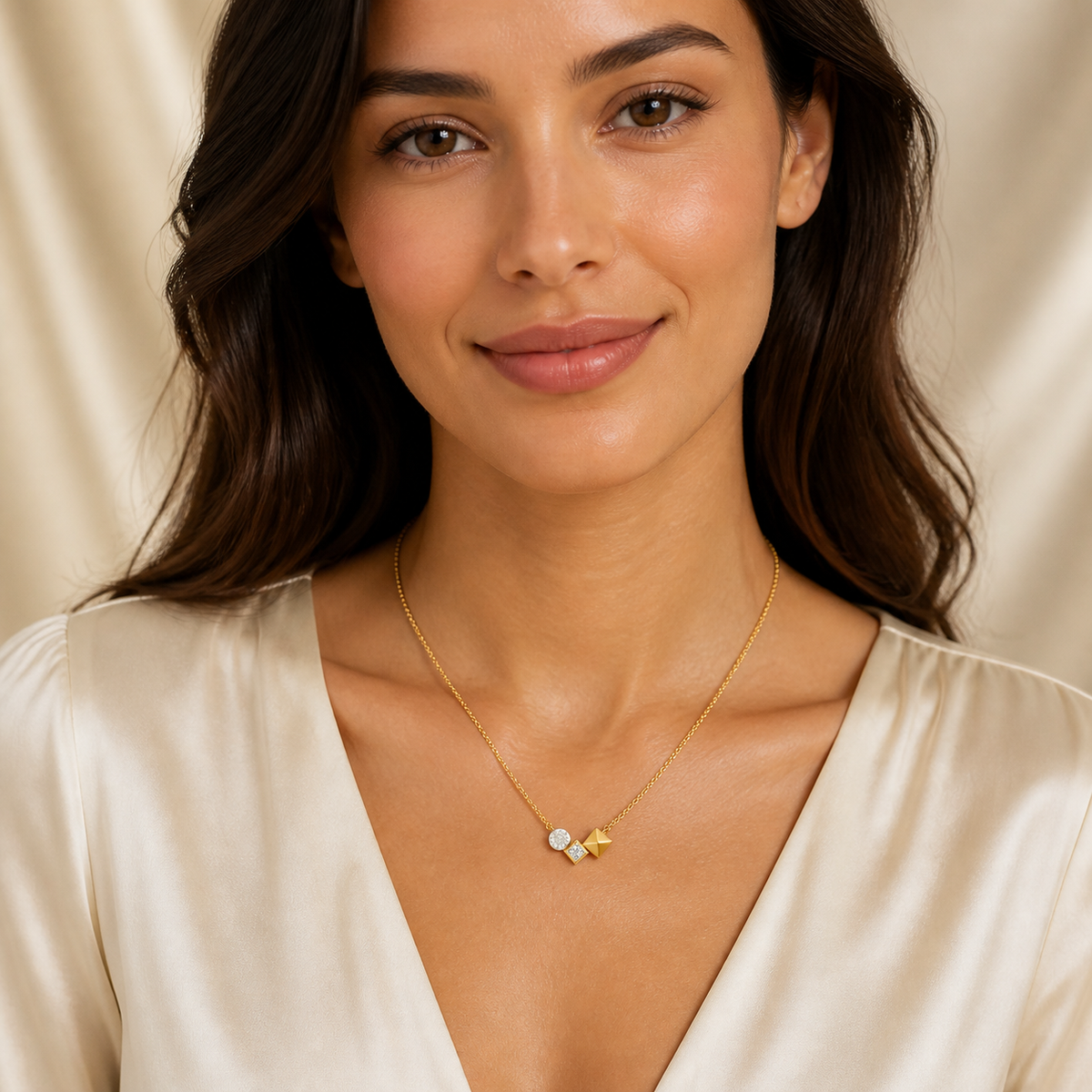 Gem Pop Golden Geometric Harmony Pendant