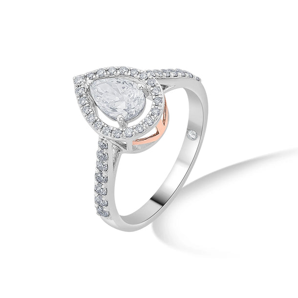 Solitaire Luminous Teardrop Ring - Zen Diamond India