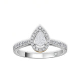 Zen Pirlanta Paved Pear Solitaire Ring - Zen Diamond India