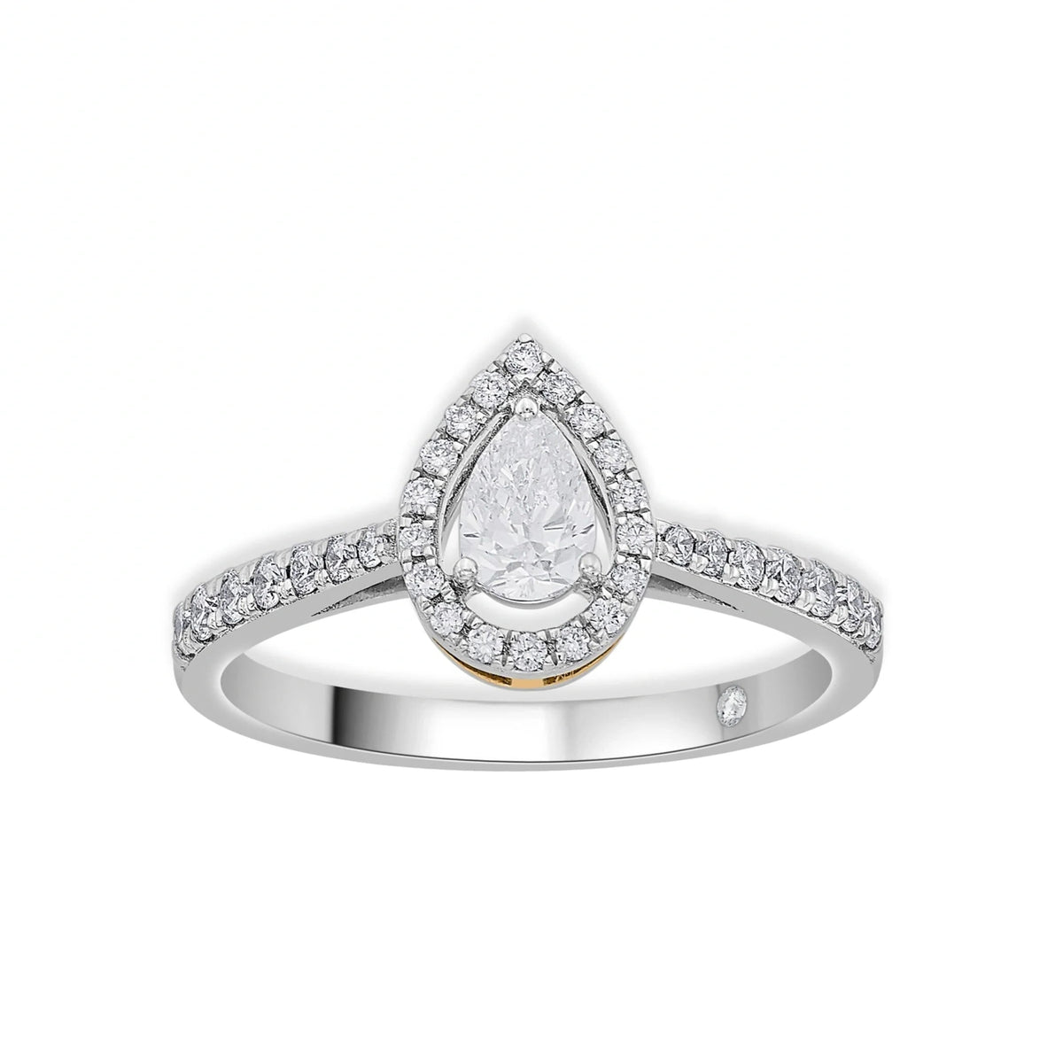 Zen Pirlanta Paved Pear Solitaire Ring - Zen Diamond India