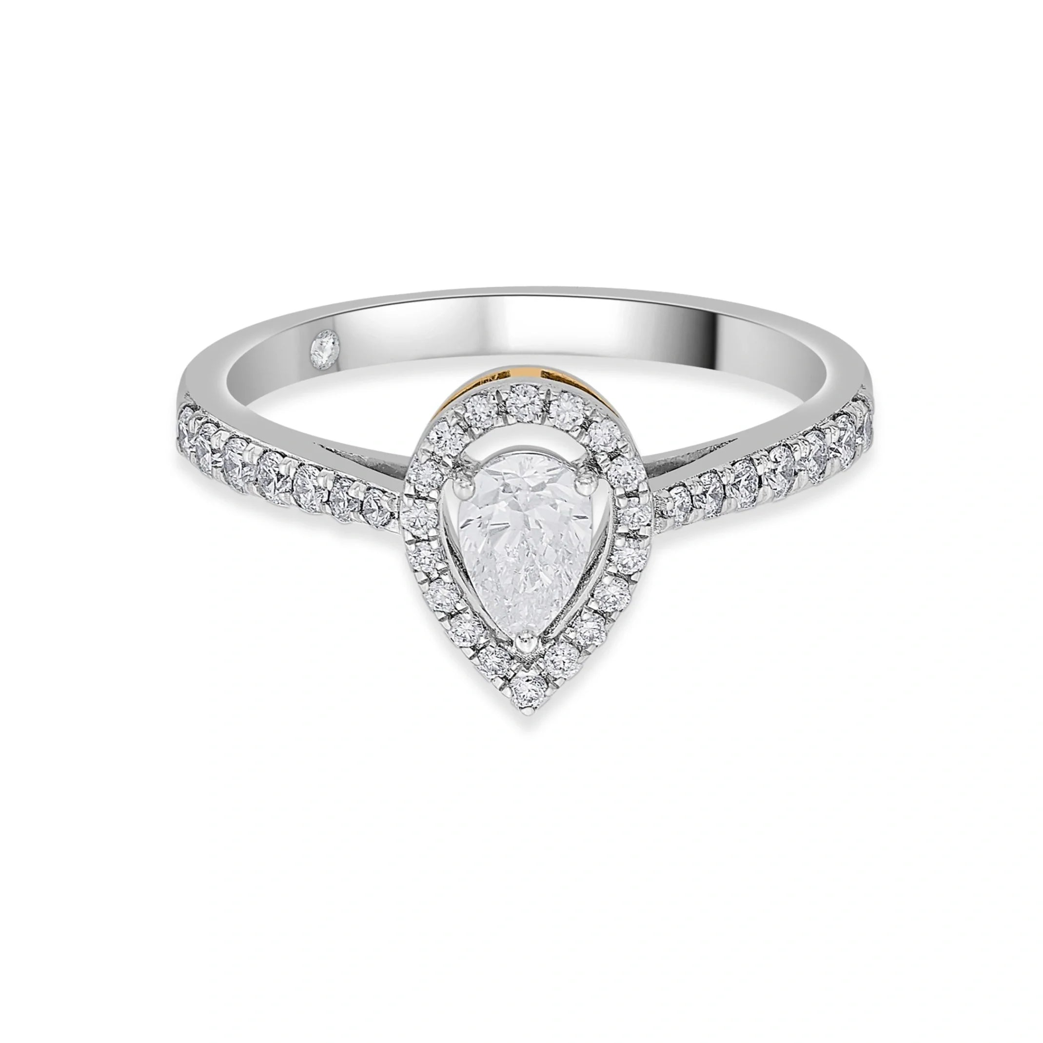 Zen Pirlanta Paved Pear Solitaire Ring - Zen Diamond India
