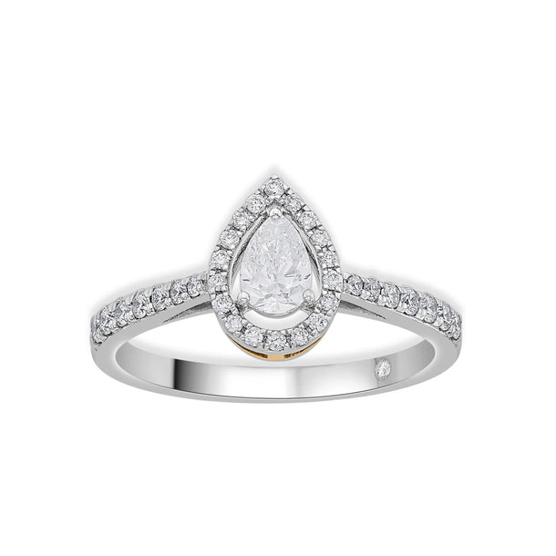 Zen Pirlanta Paved Pear Solitaire Ring - Zen Diamond India