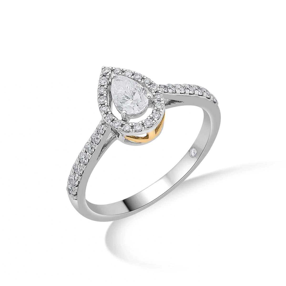 Zen Pirlanta Paved Pear Solitaire Ring - Zen Diamond India