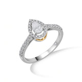 Zen Pirlanta Paved Pear Solitaire Ring - Zen Diamond India