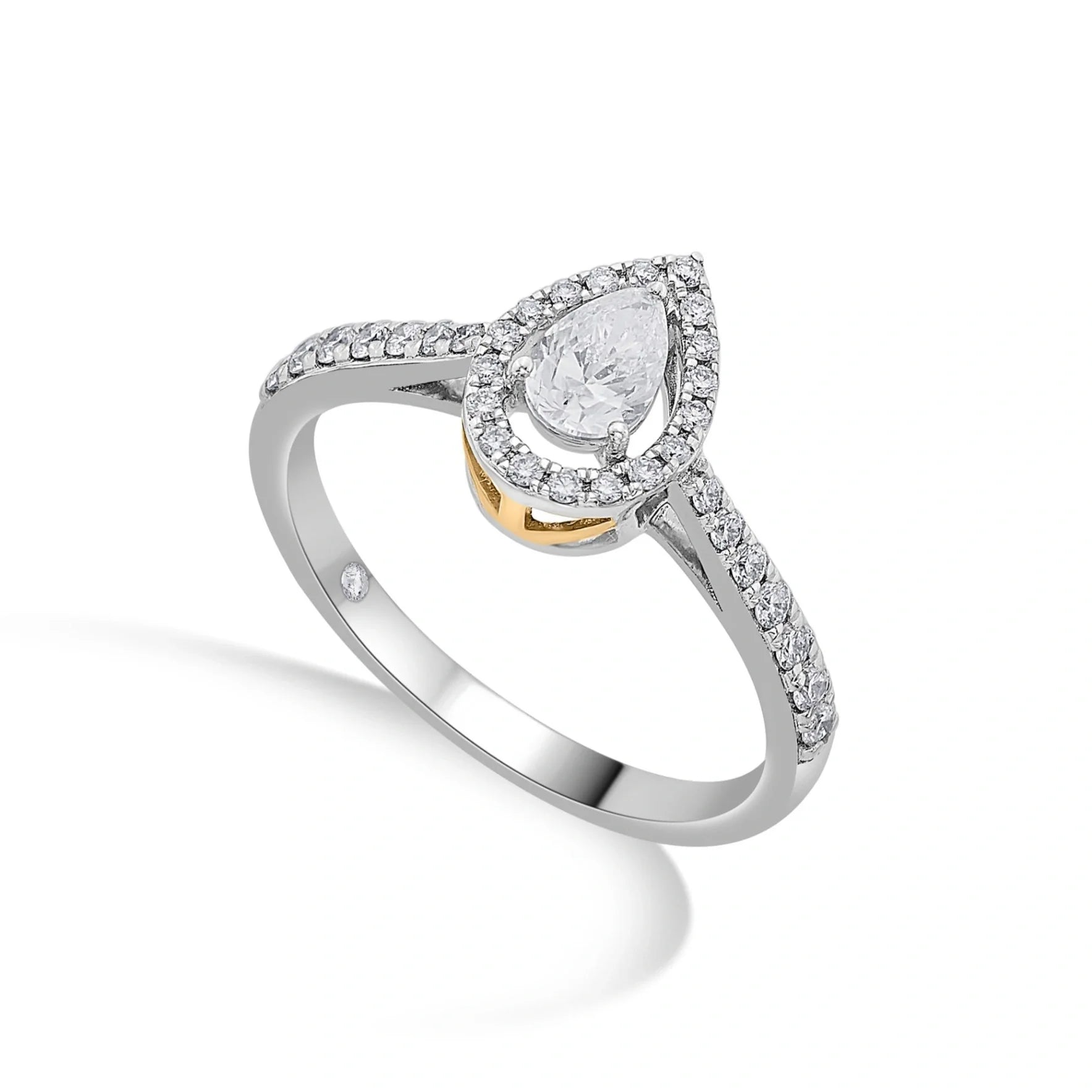 Zen Pirlanta Paved Pear Solitaire Ring - Zen Diamond India