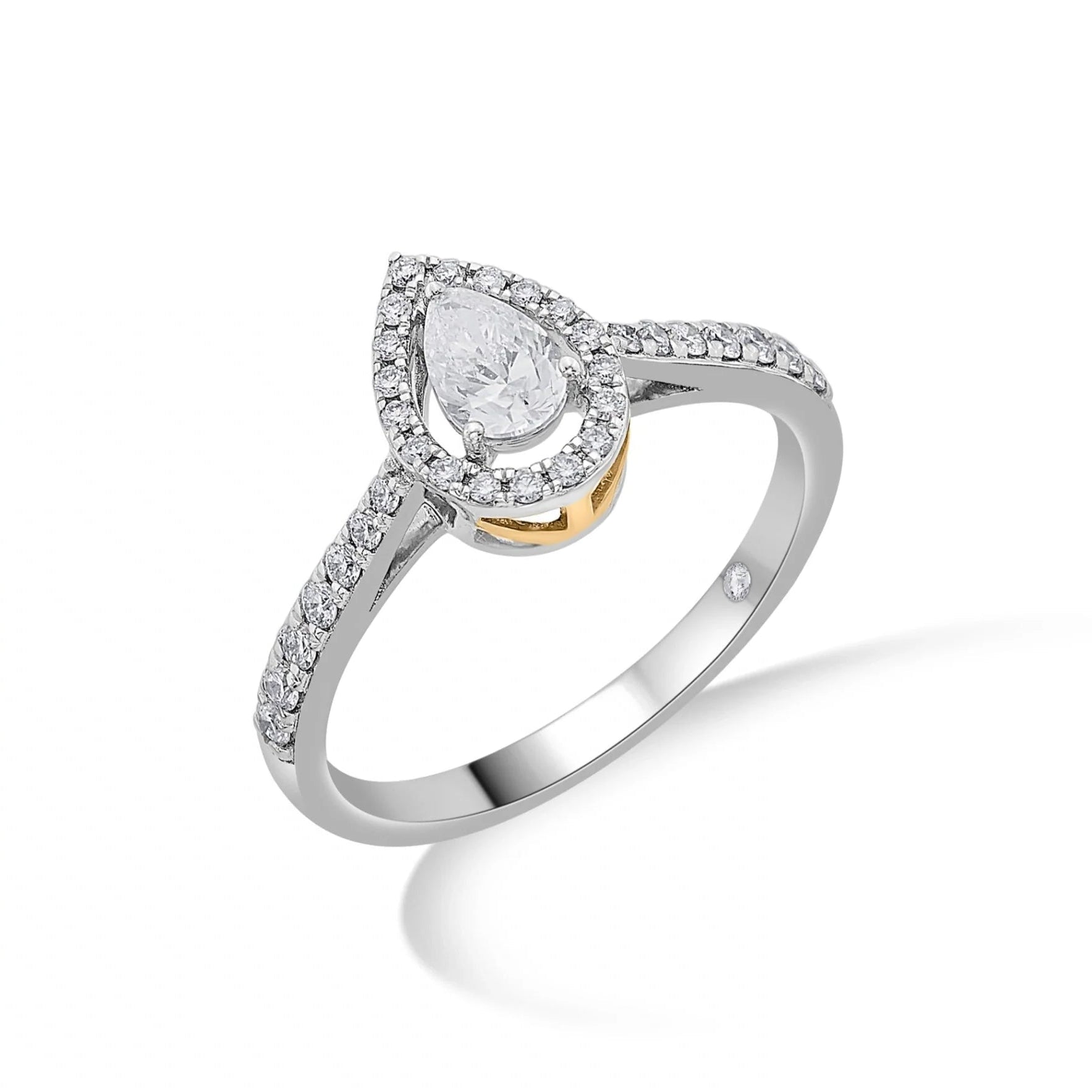 Zen Pirlanta Paved Pear Solitaire Ring - Zen Diamond India