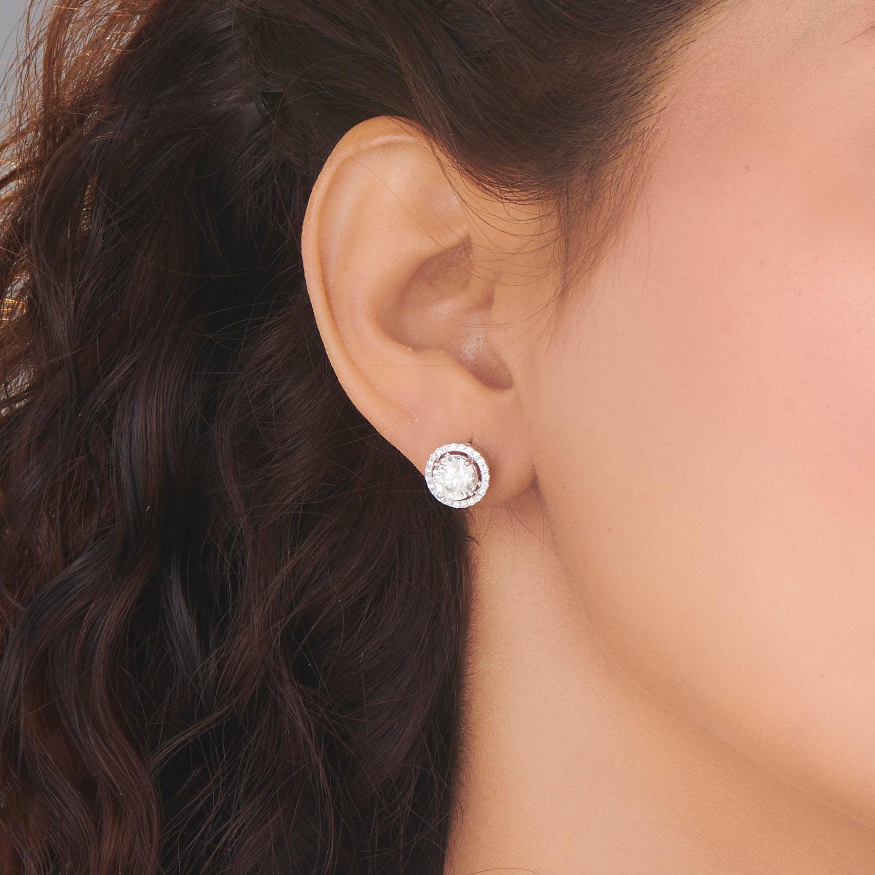 Zen Pirlanta 1.00 cts Round Halo Solitaire Earrings