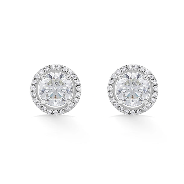 Solitaire Radiant Halo Sparkle Studs - Zen Diamond India
