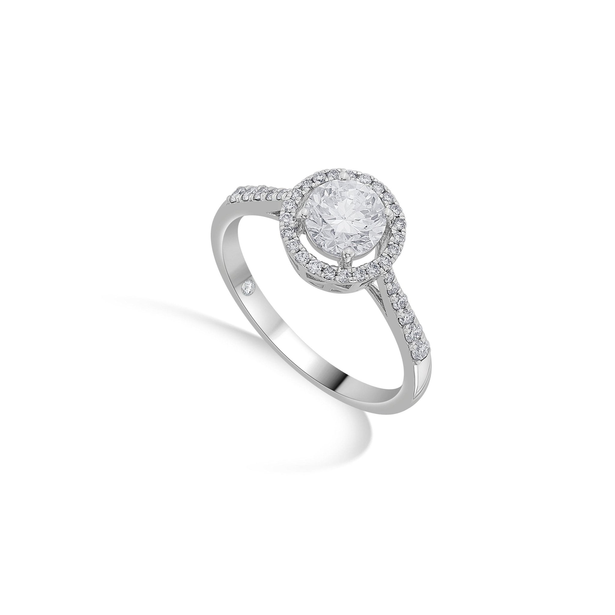 Zen Pirlanta 0.90 cts Round Halo Solitaire Ring