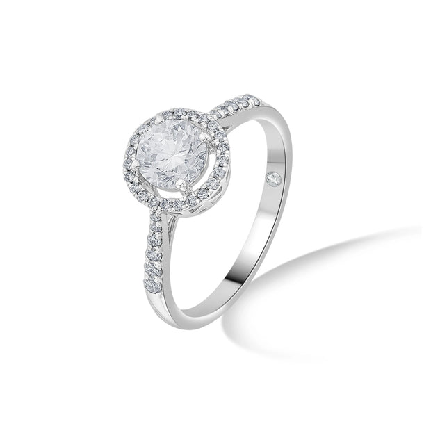 Solitaire Starburst Halo Ring - Zen Diamond India