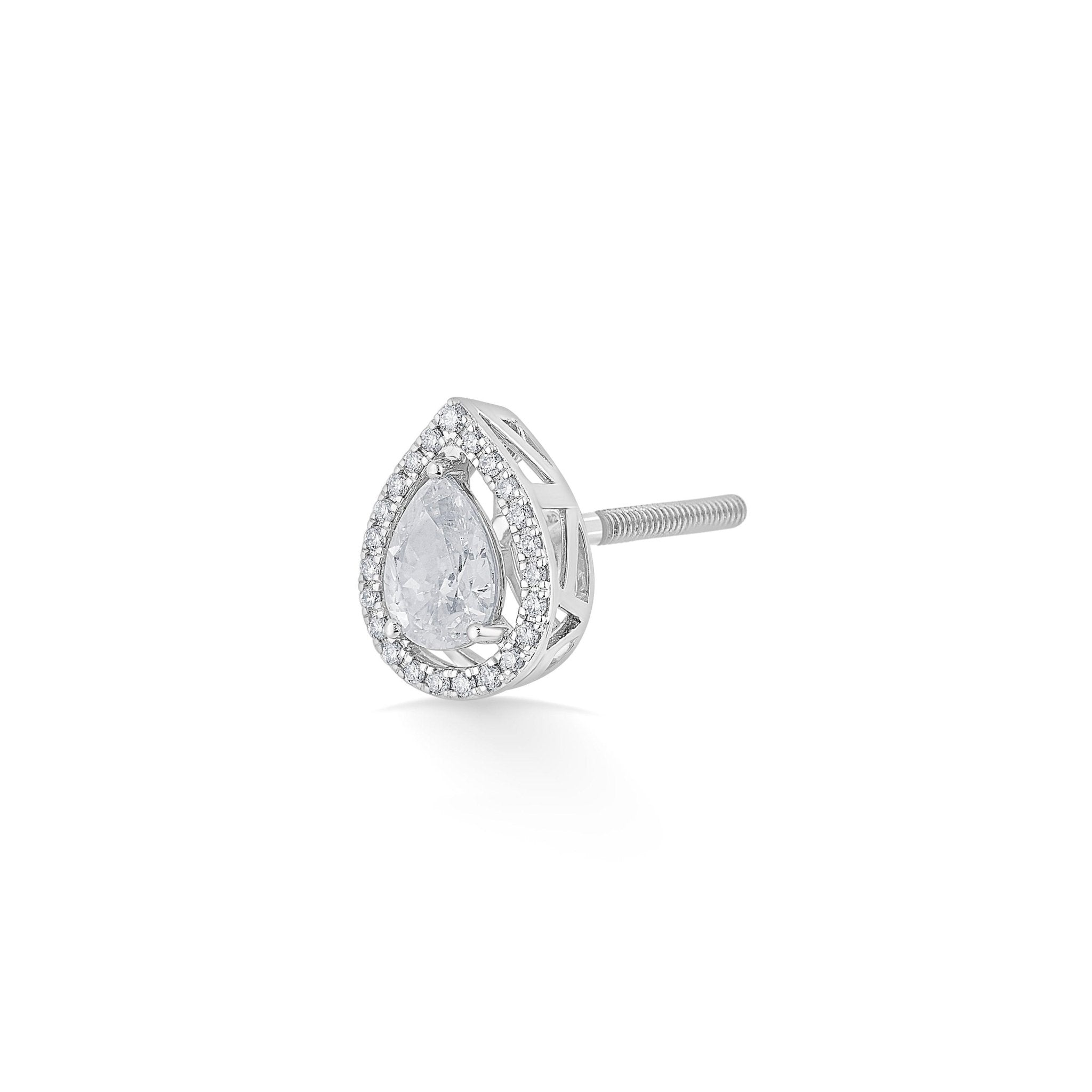Zen Pirlanta 0.70 cts Pear Halo Solitaire Earrings