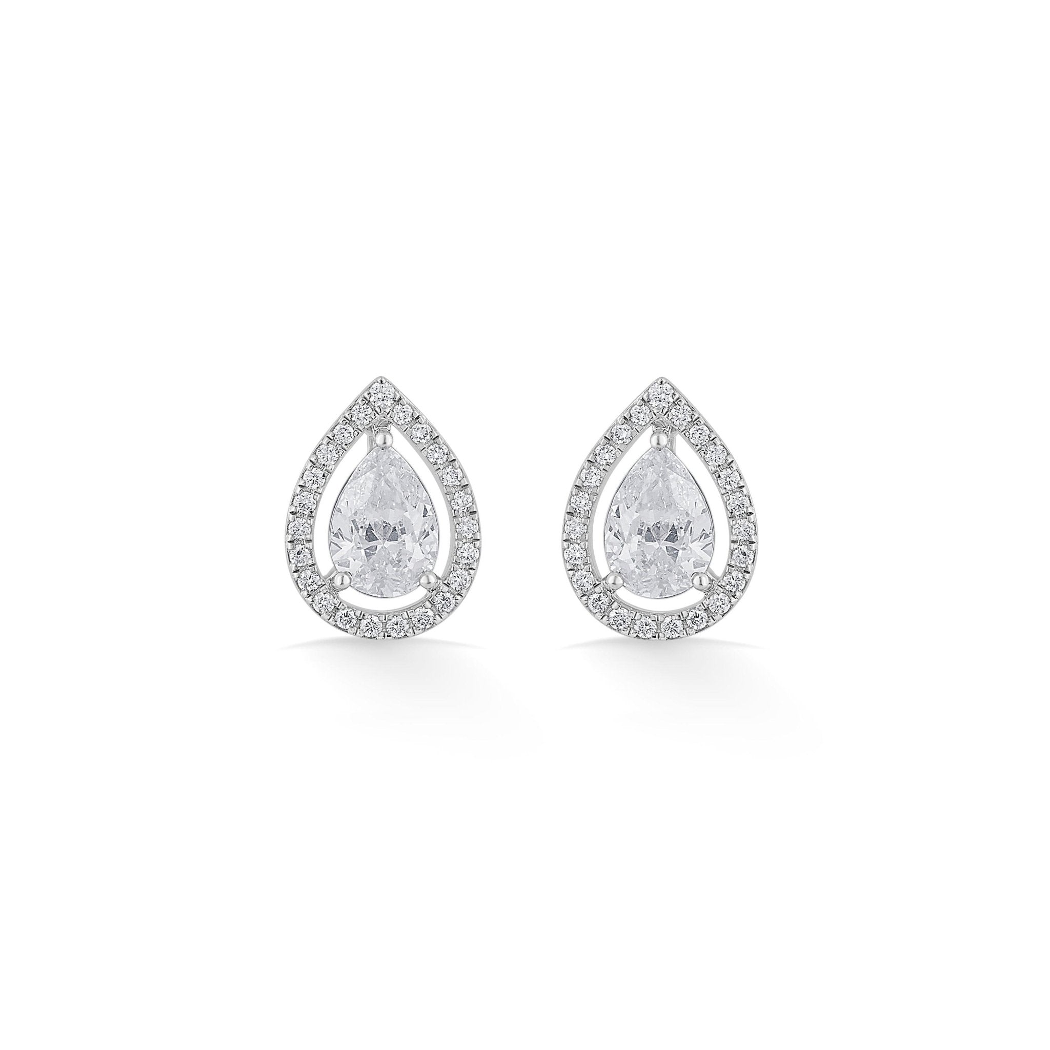 Zen Pirlanta 0.70 cts Pear Halo Solitaire Earrings
