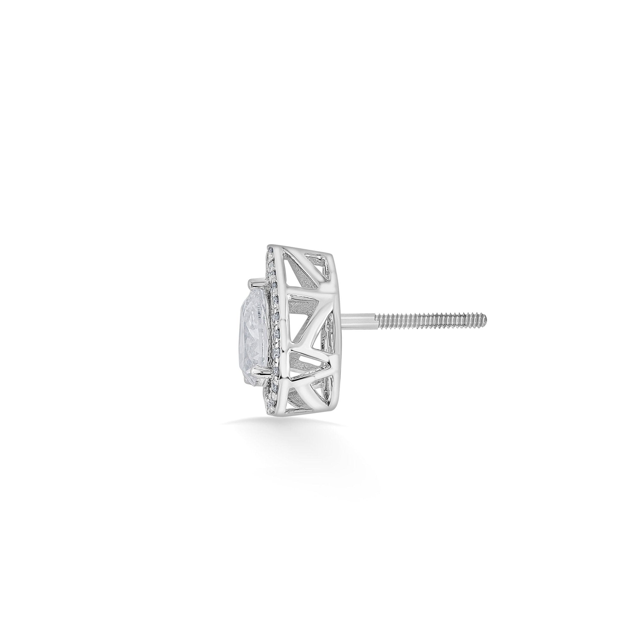 Zen Pirlanta 0.70 cts Pear Halo Solitaire Earrings