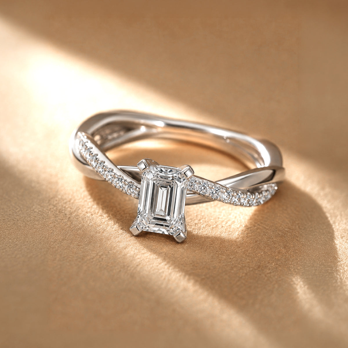 Emerald Cut Eternal Solitaire Engagement Ring
