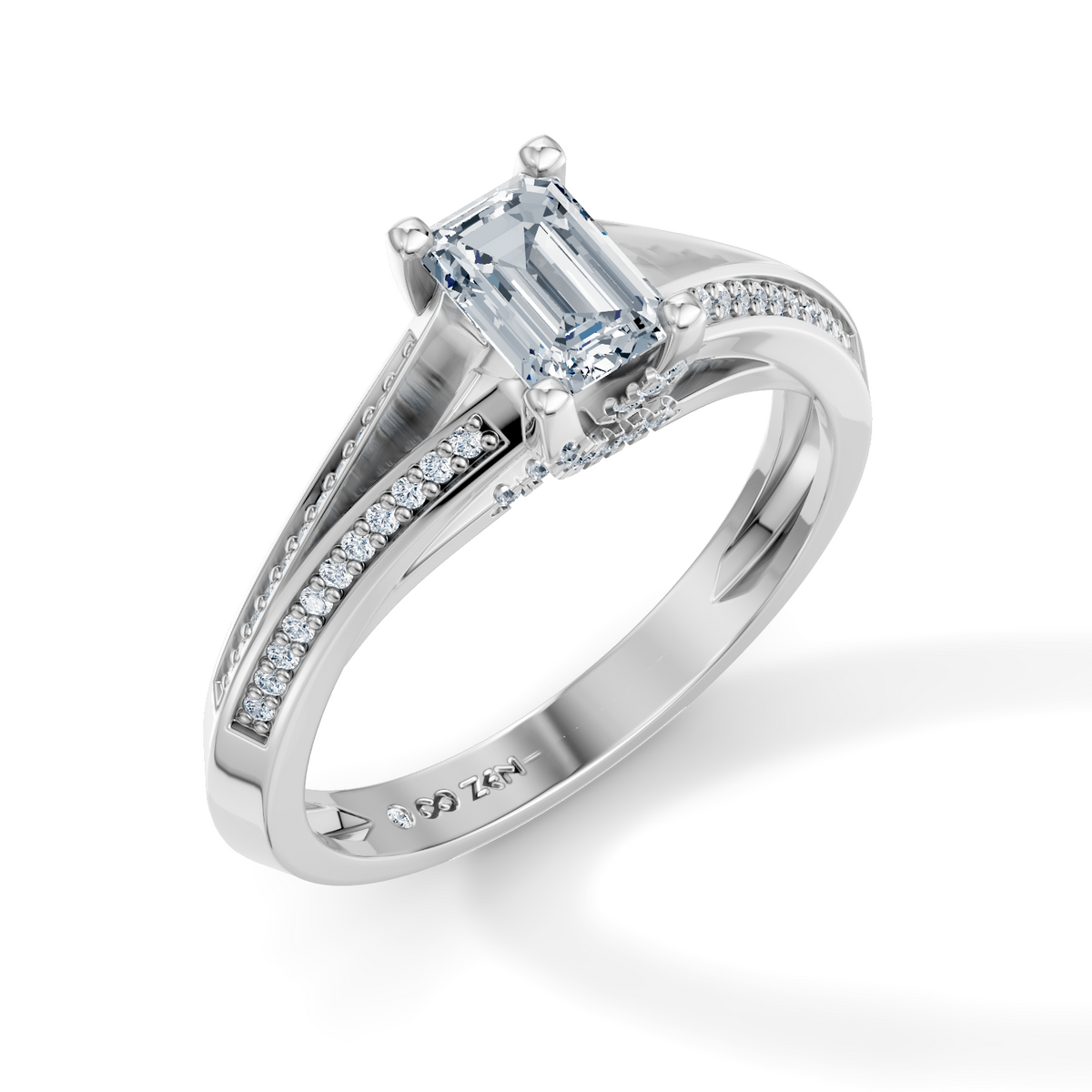 Emerald Cut Radiance Solitaire Engagement Ring