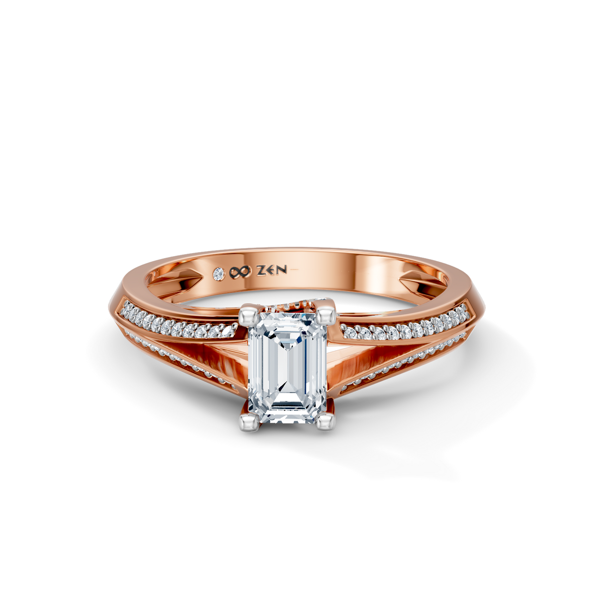 Emerald Cut Radiance Solitaire Engagement Ring