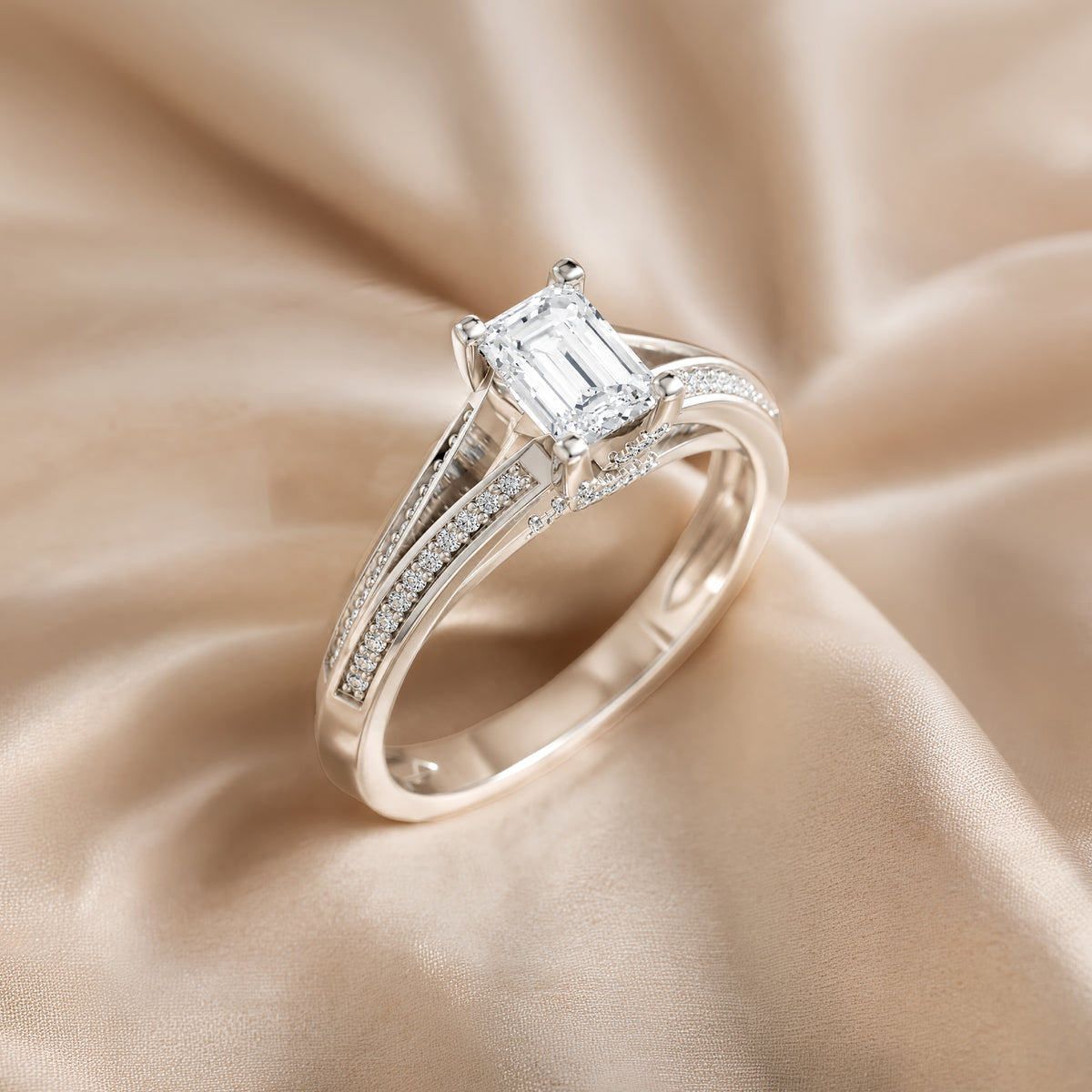 Emerald Cut Radiance Solitaire Engagement Ring