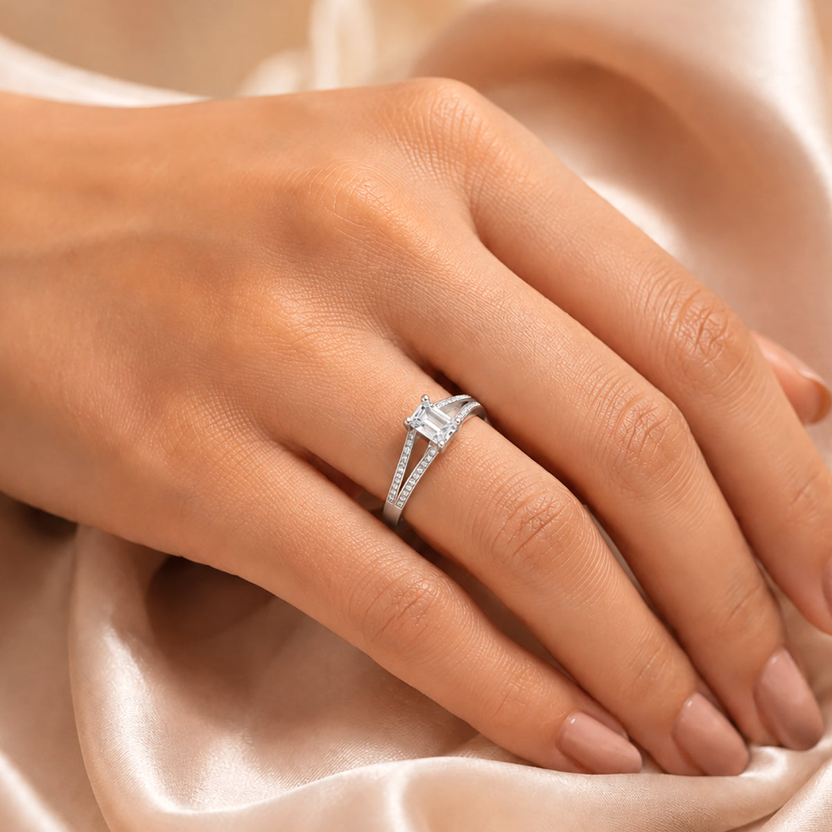 Emerald Cut Radiance Solitaire Engagement Ring