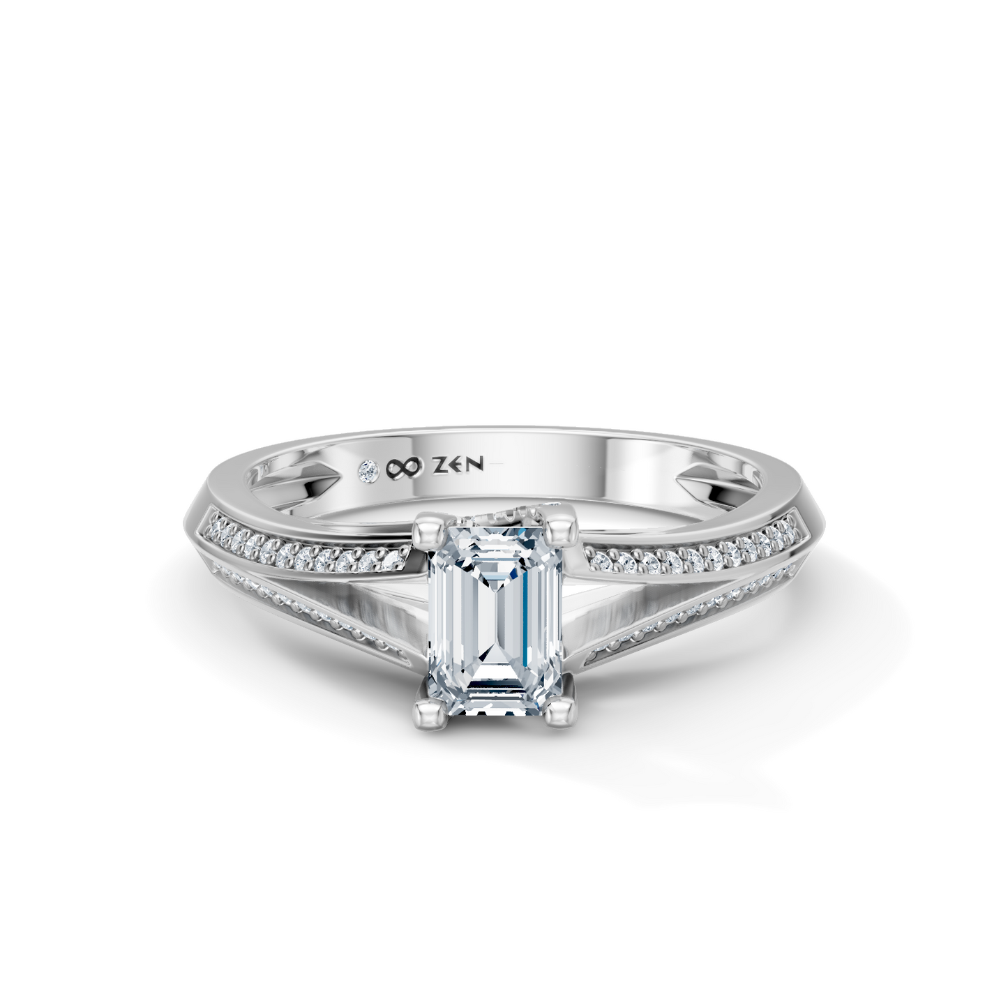 Emerald Cut Radiance Solitaire Engagement Ring