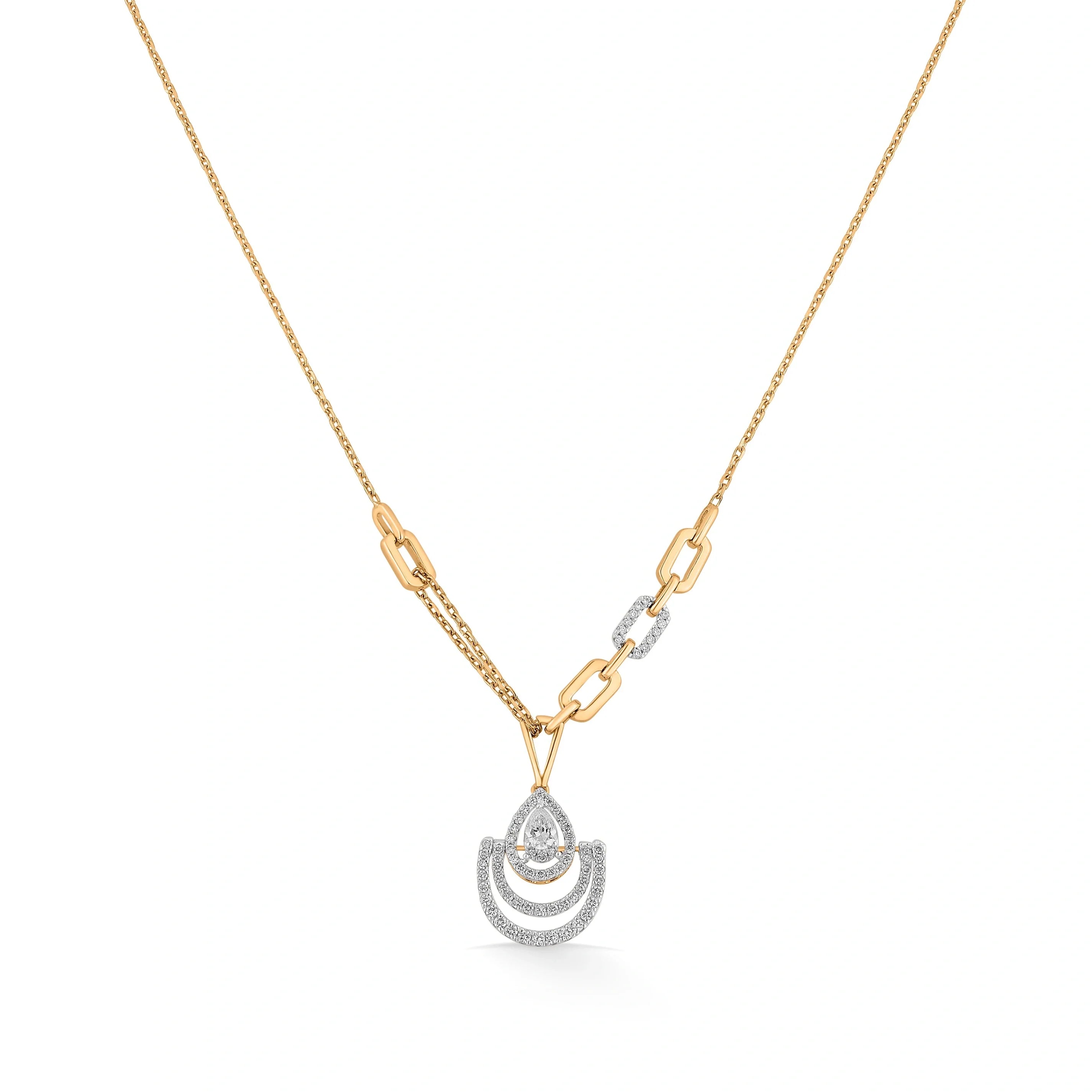 Golden Link Luxe Teardrop Symphony Necklace - Zen Diamond India