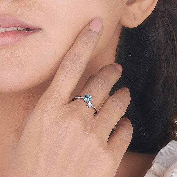 Color Pop Twist and Dazzle Ring in Blue Topaz