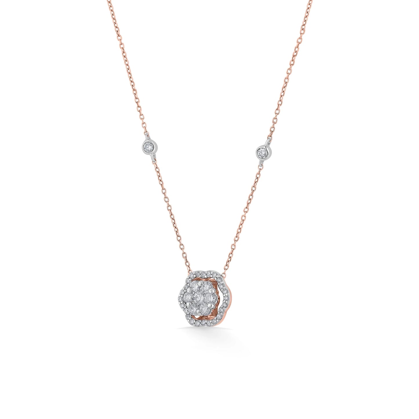 Rosé Bloom Diamond Halo Medallion Pendant - Zen Diamond India