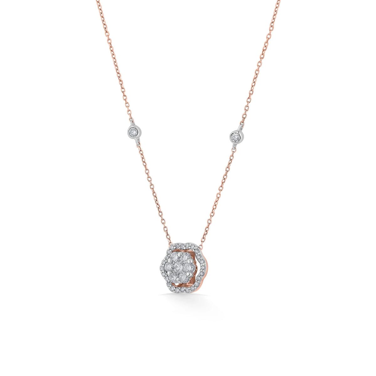 Rosé Bloom Diamond Halo Medallion Pendant - Zen Diamond India