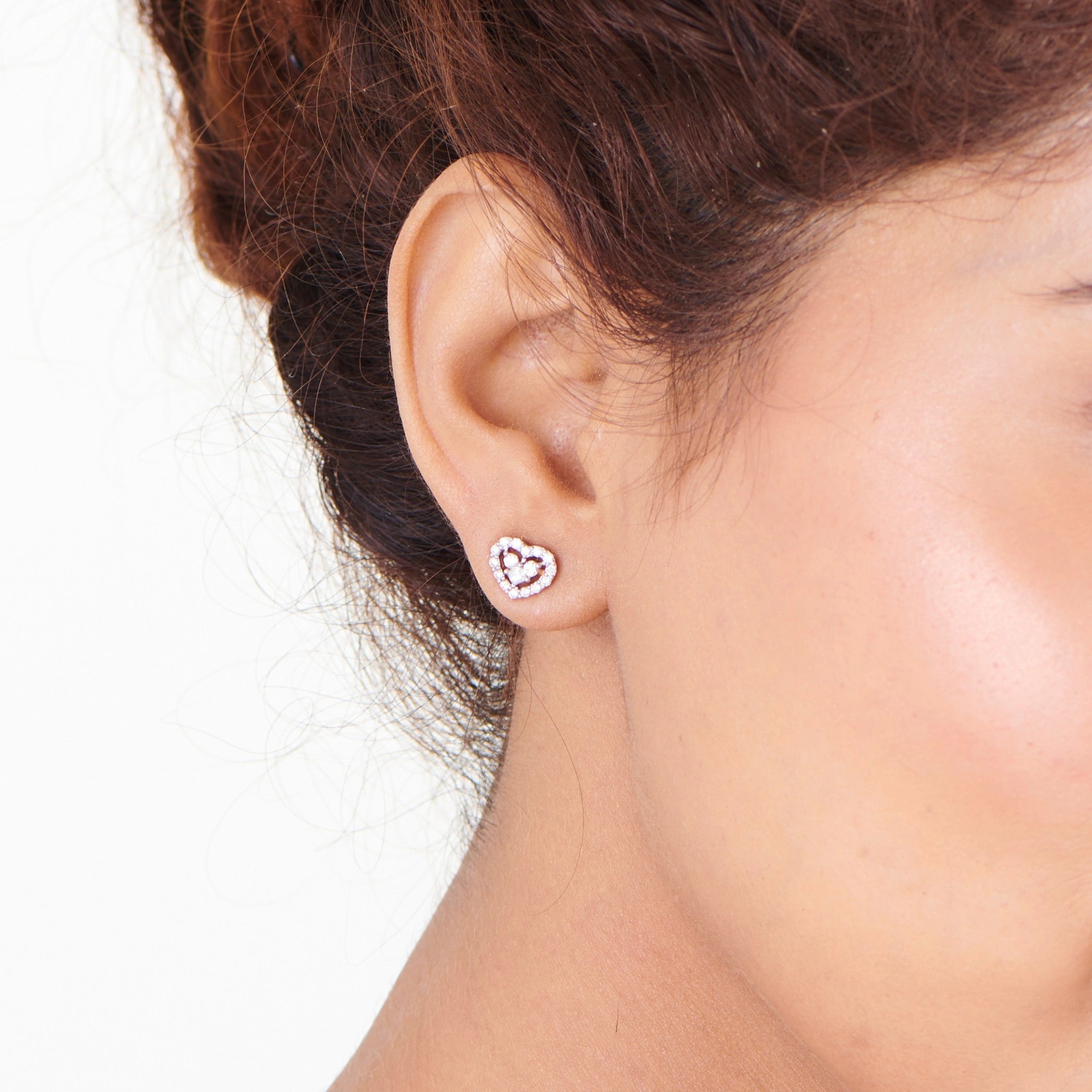 Love Knot Radiant Double Heart Studs - Zen Diamond India