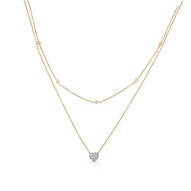 Deck Up Dual Layer Heart Necklace - Zen Diamond India