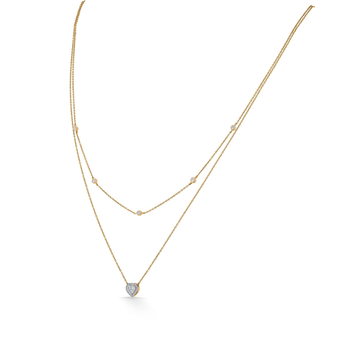 Deck Up Dual Layer Heart Necklace - Zen Diamond India