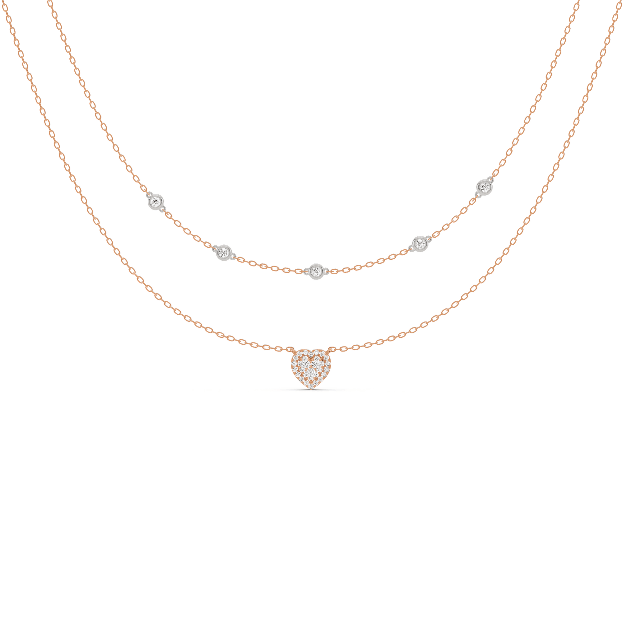 Deck Up Dual Layer Heart Necklace