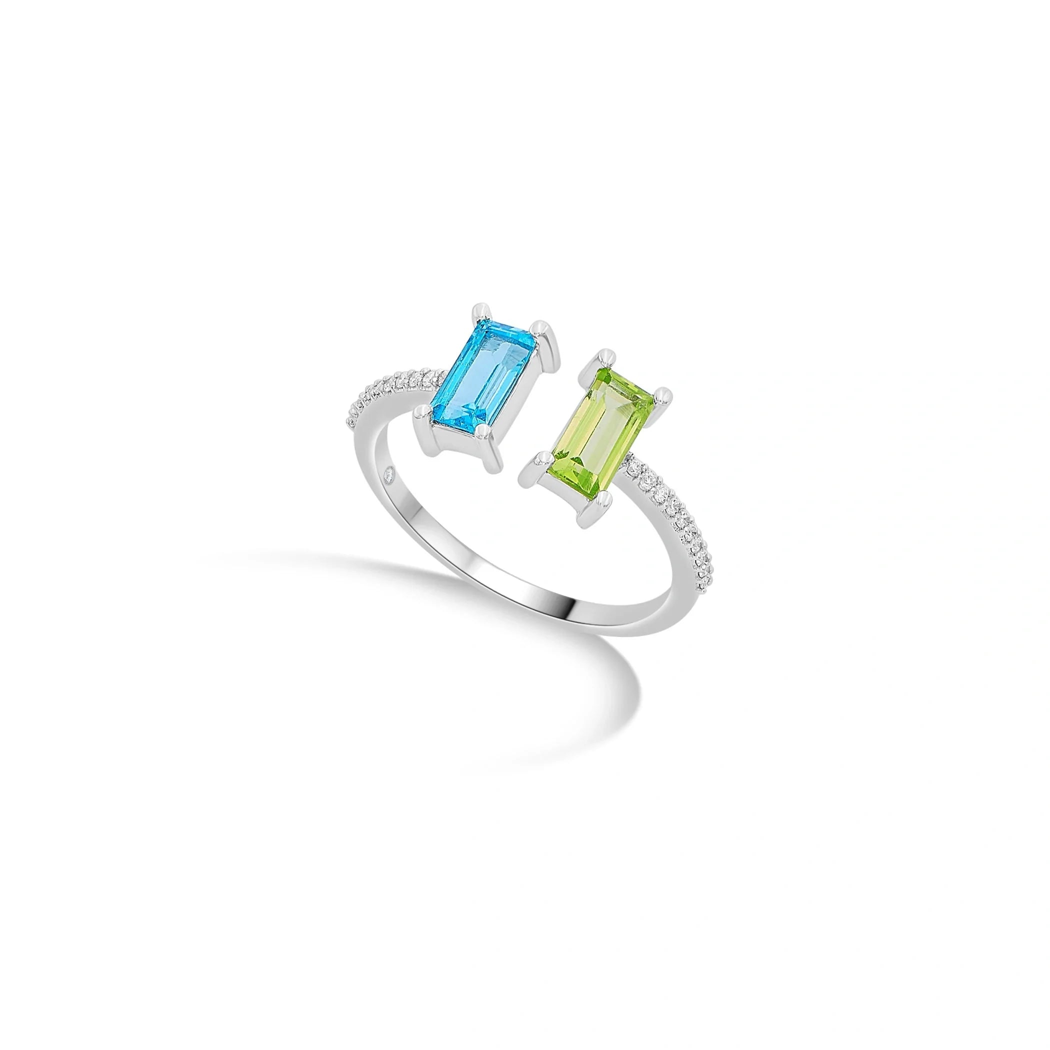 Color Pop Emerald Cut Duo Ring - Zen Diamond India