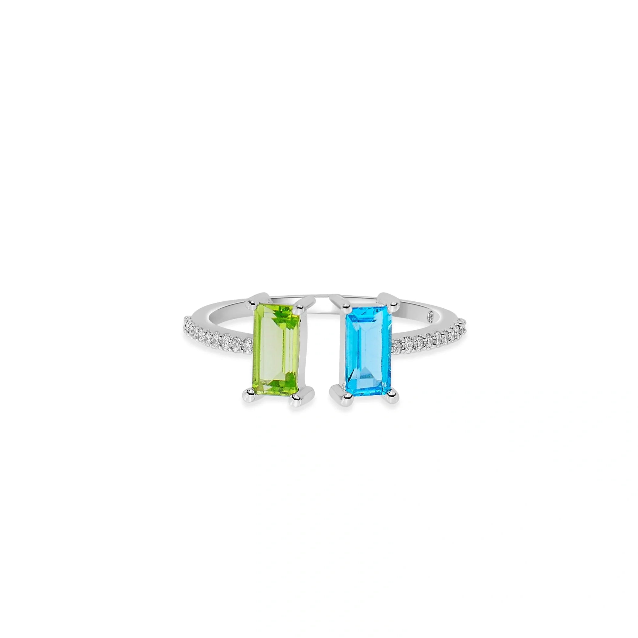 Color Pop Emerald Cut Duo Ring - Zen Diamond India