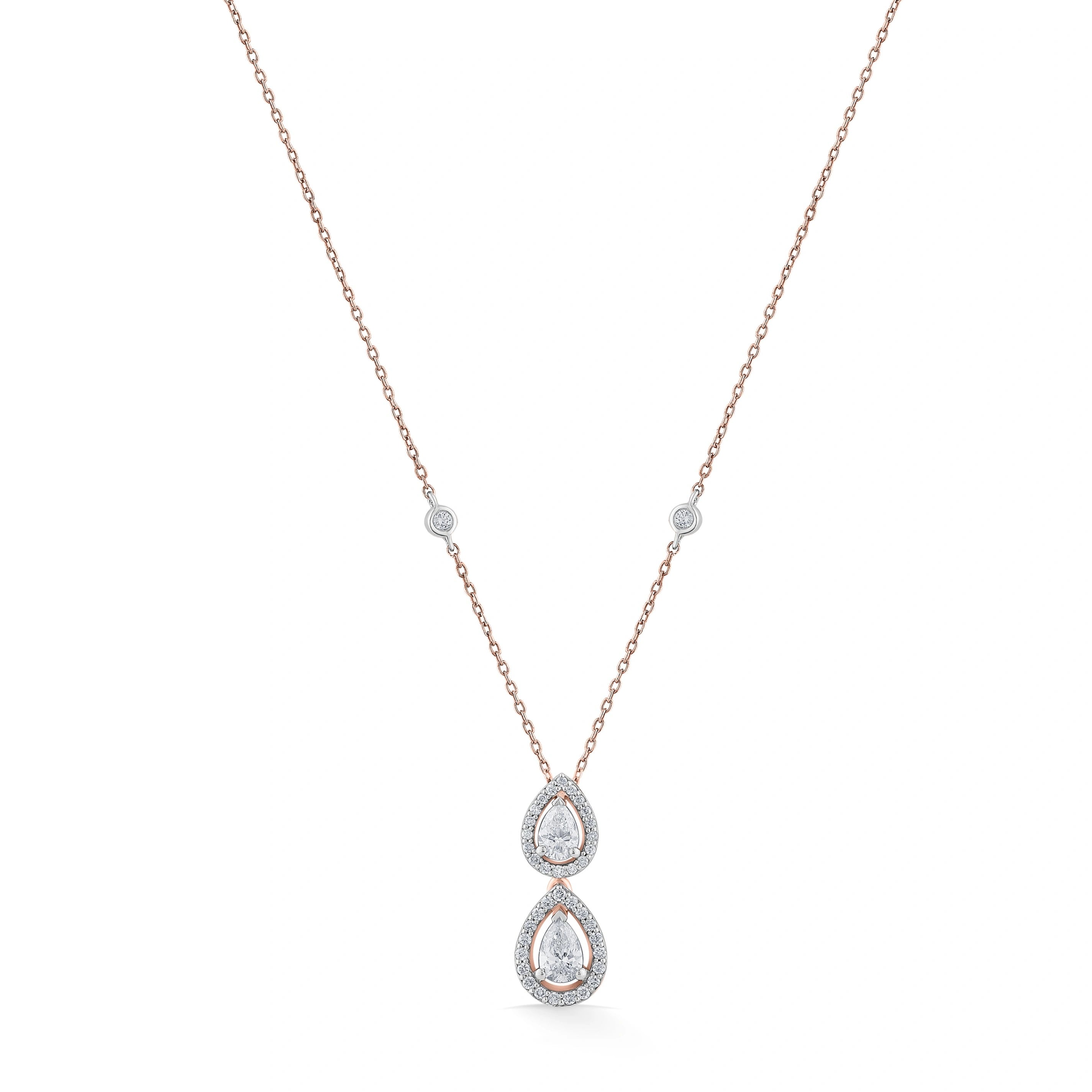 Dewdrop Duo Twin Halo Diamond Pendant - Zen Diamond India