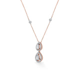 Solitaire Twin Teardrop Halo Necklace - Zen Diamond India