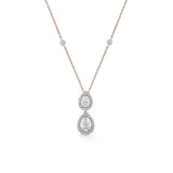 Solitaire Twin Teardrop Halo Necklace - Zen Diamond India