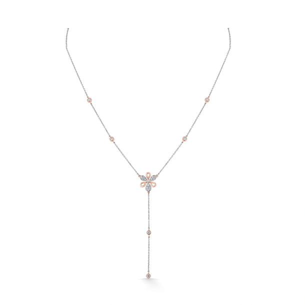 Petal Grace Diamond Y - Drop Necklace - Zen Diamond India