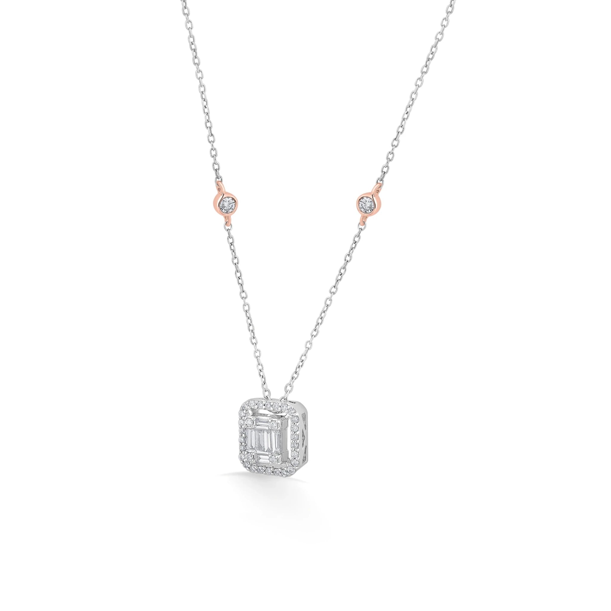 Emerald Allure Halo Luxe Necklace - Zen Diamond India
