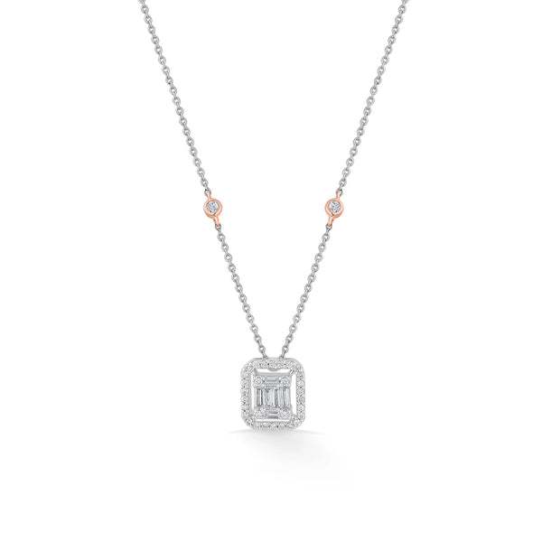 Emerald Allure Halo Luxe Necklace - Zen Diamond India