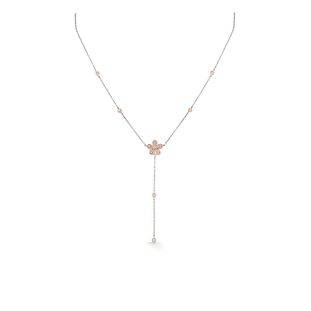 Blush Bloom Diamond Petal Lariat Necklace - Zen Diamond India