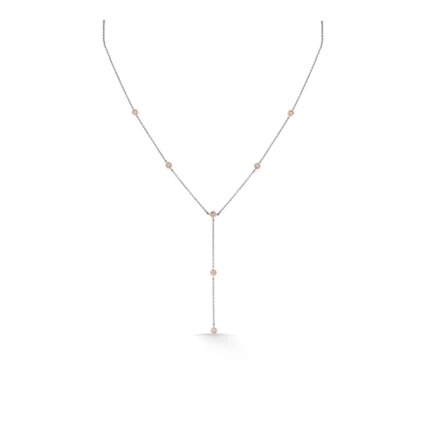 Rosé Droplets Diamond Lariat Necklace - Zen Diamond India