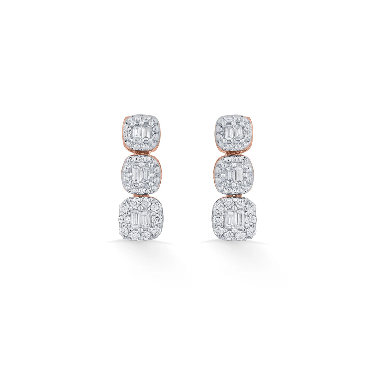 Classic Stacked Square Earrings - Zen Diamond India