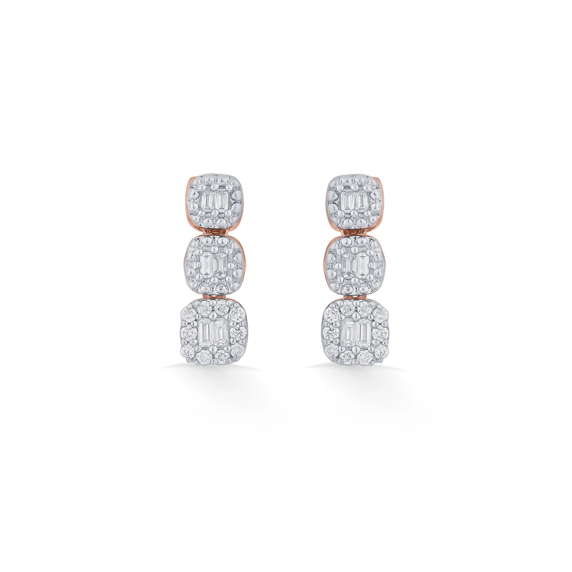 Classic Stacked Square Earrings - Zen Diamond India