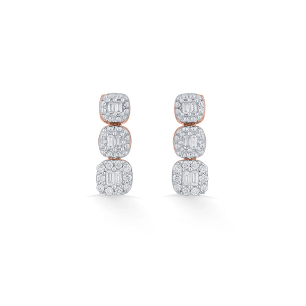Classic Stacked Square Earrings - Zen Diamond India