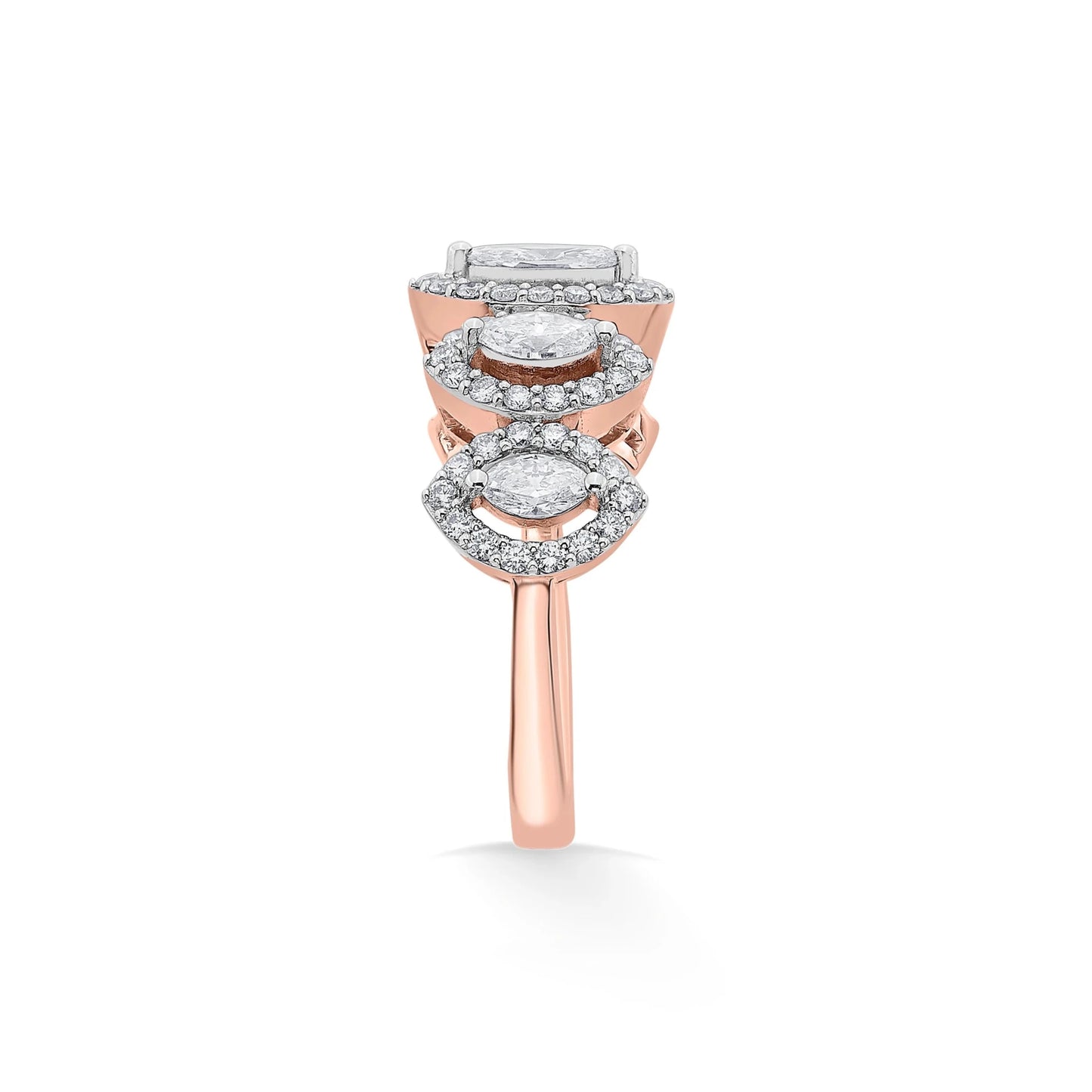 Solitaire Marquise Petal Crown Ring - Zen Diamond India