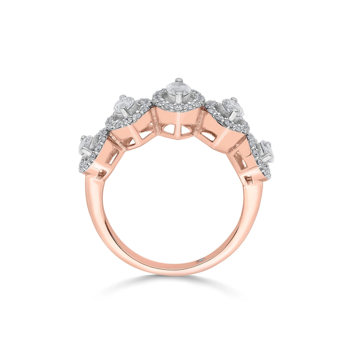 Solitaire Marquise Petal Crown Ring - Zen Diamond India