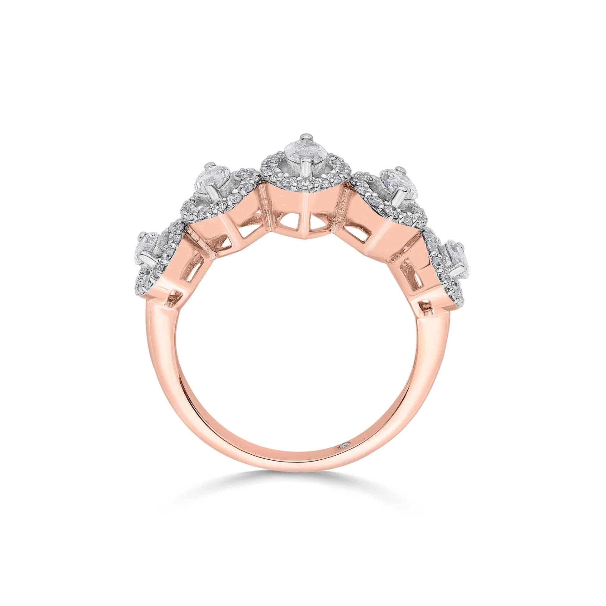 Solitaire Marquise Petal Crown Ring - Zen Diamond India